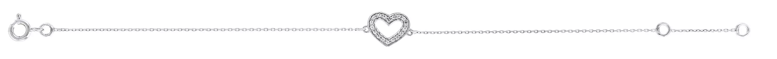 Bracelet Or Blanc Cepa Zirconium Coeur - Bracelet en Or 750 18k - Bijoux en Vogue