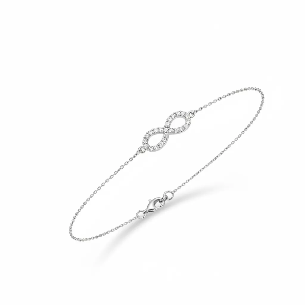 Bracelet Or Blanc Zirconium Infini - Bracelet en Or 750 18k - Bijoux en Vogue