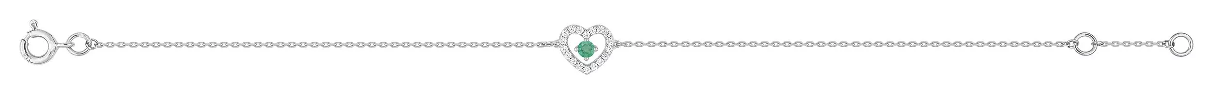 Bracelet Or Blanc Aeria Zirconium Emeraude Coeur - Bracelet en Or 750 18k - Bijoux en Vogue