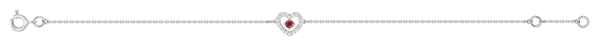 Bracelet Or Blanc Vilmanie Zirconium Rubis Coeur - Bracelet en Or 750 18k - Bijoux en Vogue