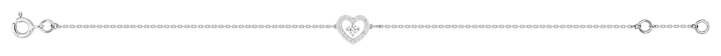 Bracelet Or Blanc Kameliya Zirconium Coeur - Bracelet en Or 750 18k - Bijoux en Vogue