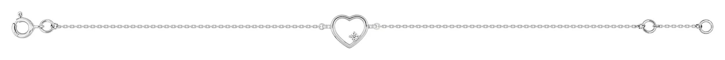 Bracelet Or Blanc Nabina Zirconium Coeur - Bracelet en Or 750 18k - Bijoux en Vogue