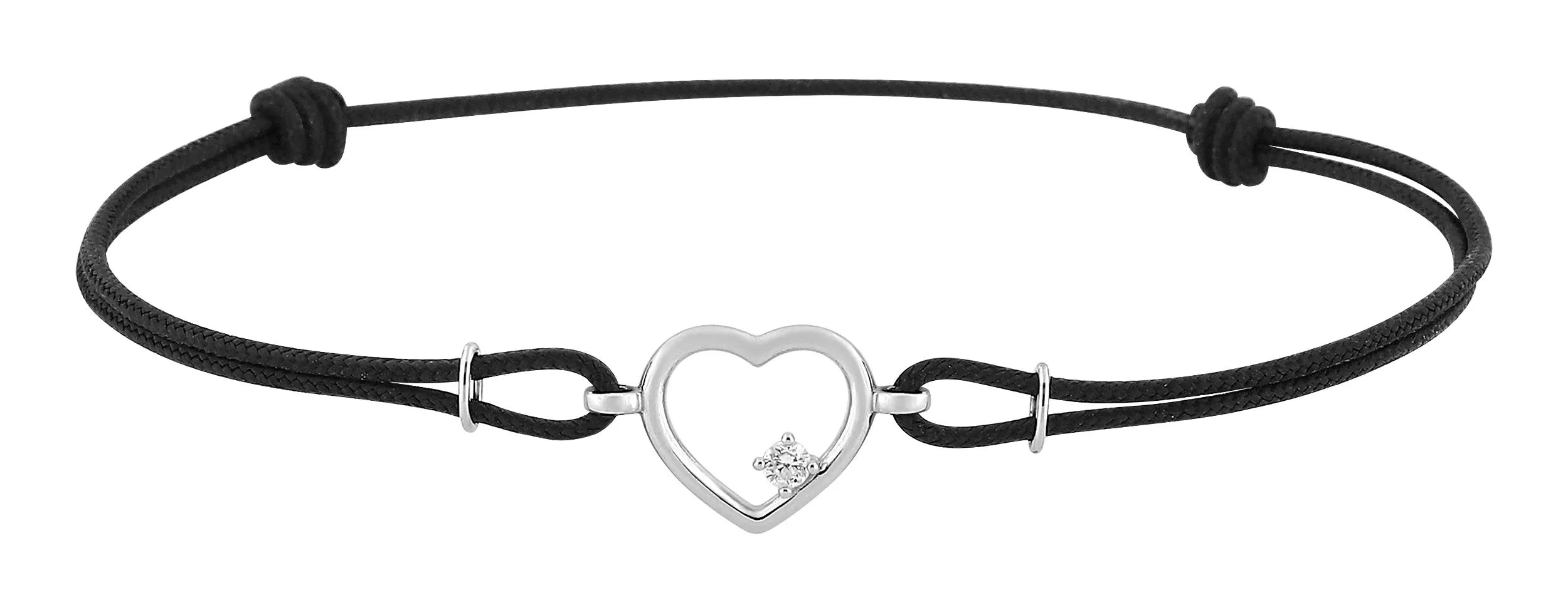 Bracelet Or Blanc Fauzie Zirconium Coeur - Bracelet en Or 750 18k - Bijoux en Vogue
