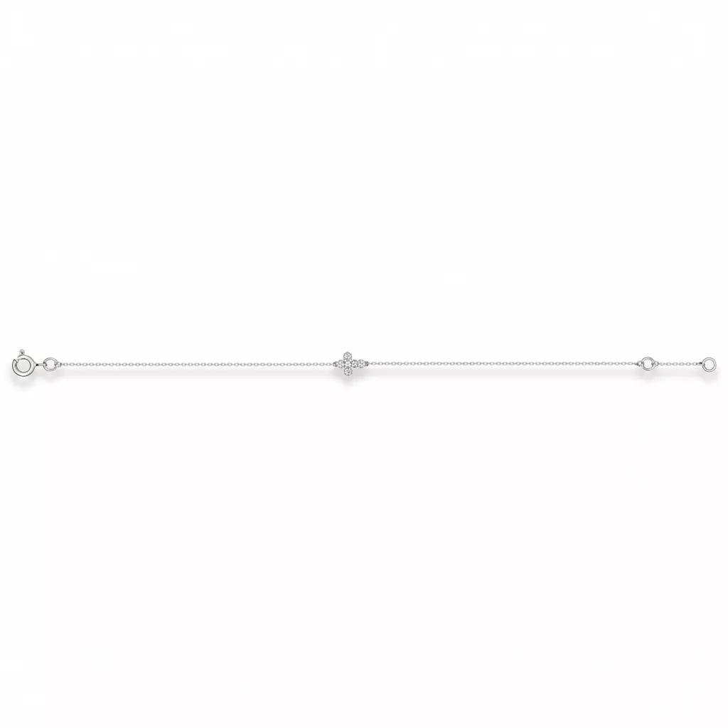 Bracelet Or Blanc Zirconium Croix Chrétienne - Bracelet en Or 750 18k - Bijoux en Vogue