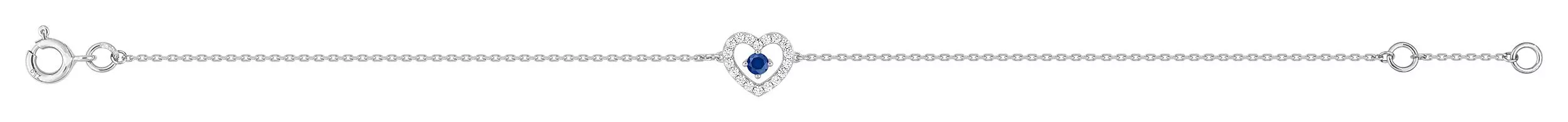 Bracelet Or Blanc Dannea Zirconium Saphir Coeur - Bracelet en Or 750 18k - Bijoux en Vogue