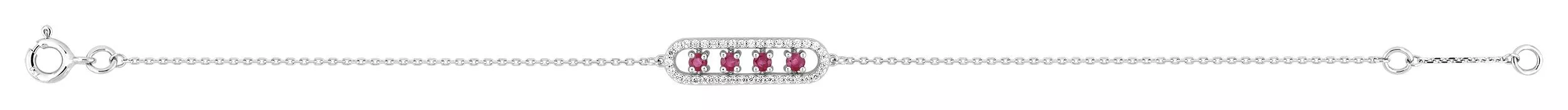 Bracelet Or Blanc Diolinda Zirconium Rubis - Bracelet en Or 750 18k - Bijoux en Vogue