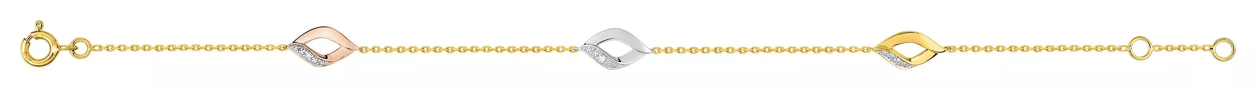 Bracelet Or Jaune Iulianna ,Rose,Blanc Diamant - Bracelet en Or 750 18k - Bijoux en Vogue