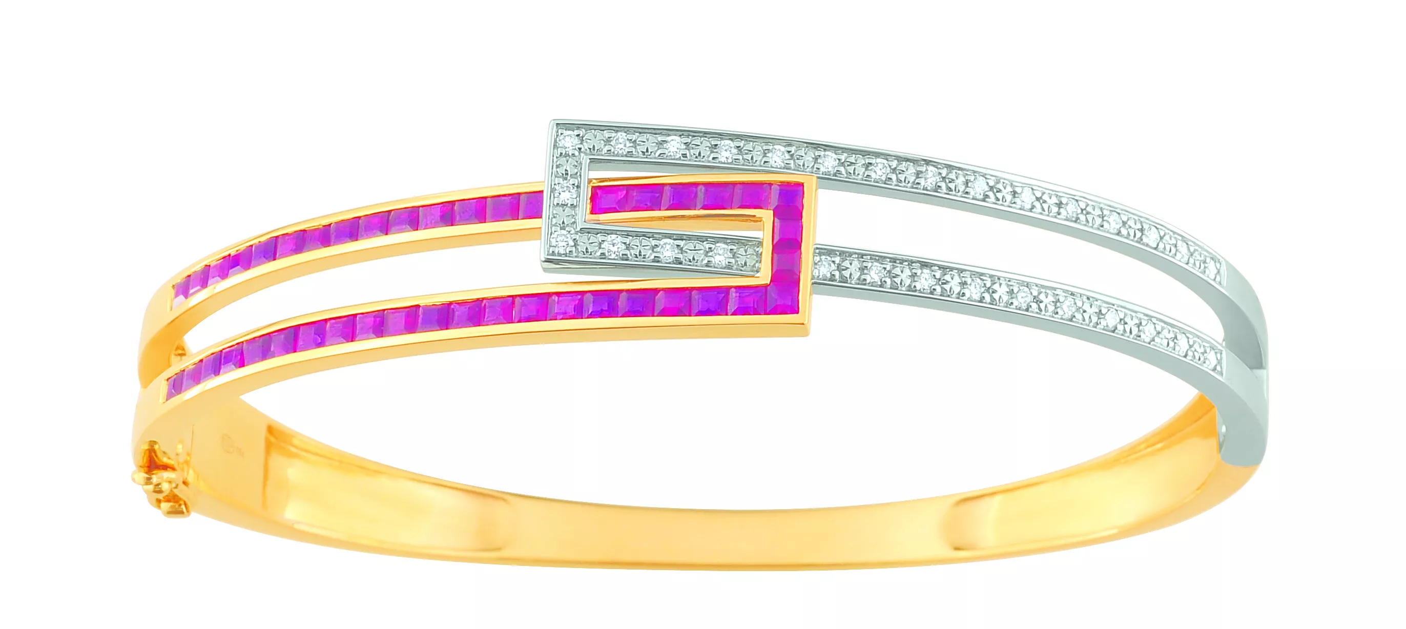 Bracelet Or Jaune et Blanc Fraancine Diamant Rubis - Bracelet en Or 750 18k - Bijoux en Vogue
