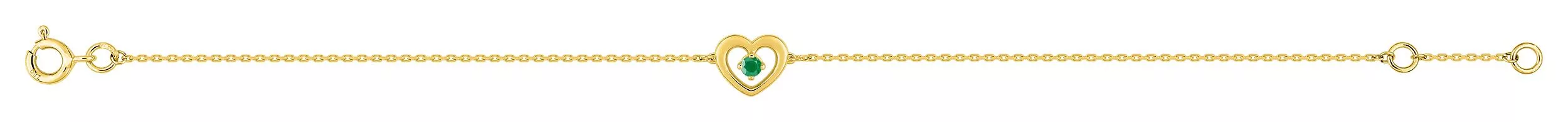 Bracelet Or Mata Emeraude Coeur - Bracelet en Or 750 18k - Bijoux en Vogue