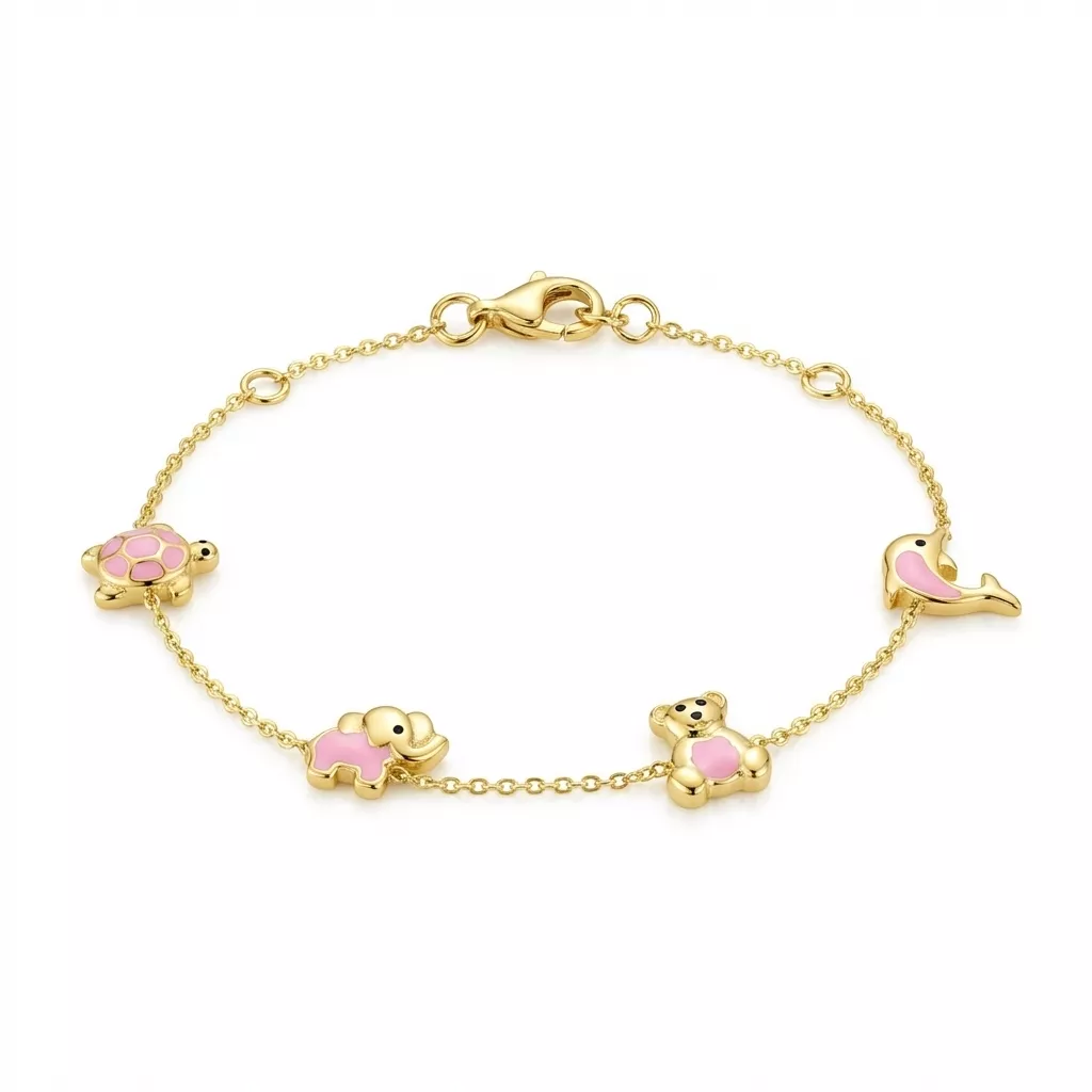 Bracelet Enfant Or Baude Ours Dauphin Tortue Éléphant - Bracelet en Or 750 18k - Bijoux en Vogue