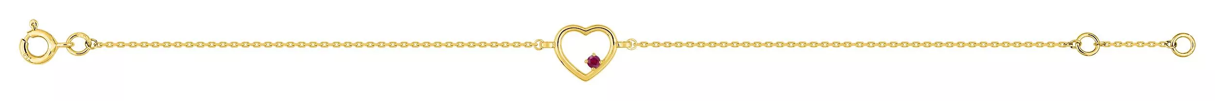 Bracelet Or Ndzie Rubis Coeur - Bracelet en Or 750 18k - Bijoux en Vogue