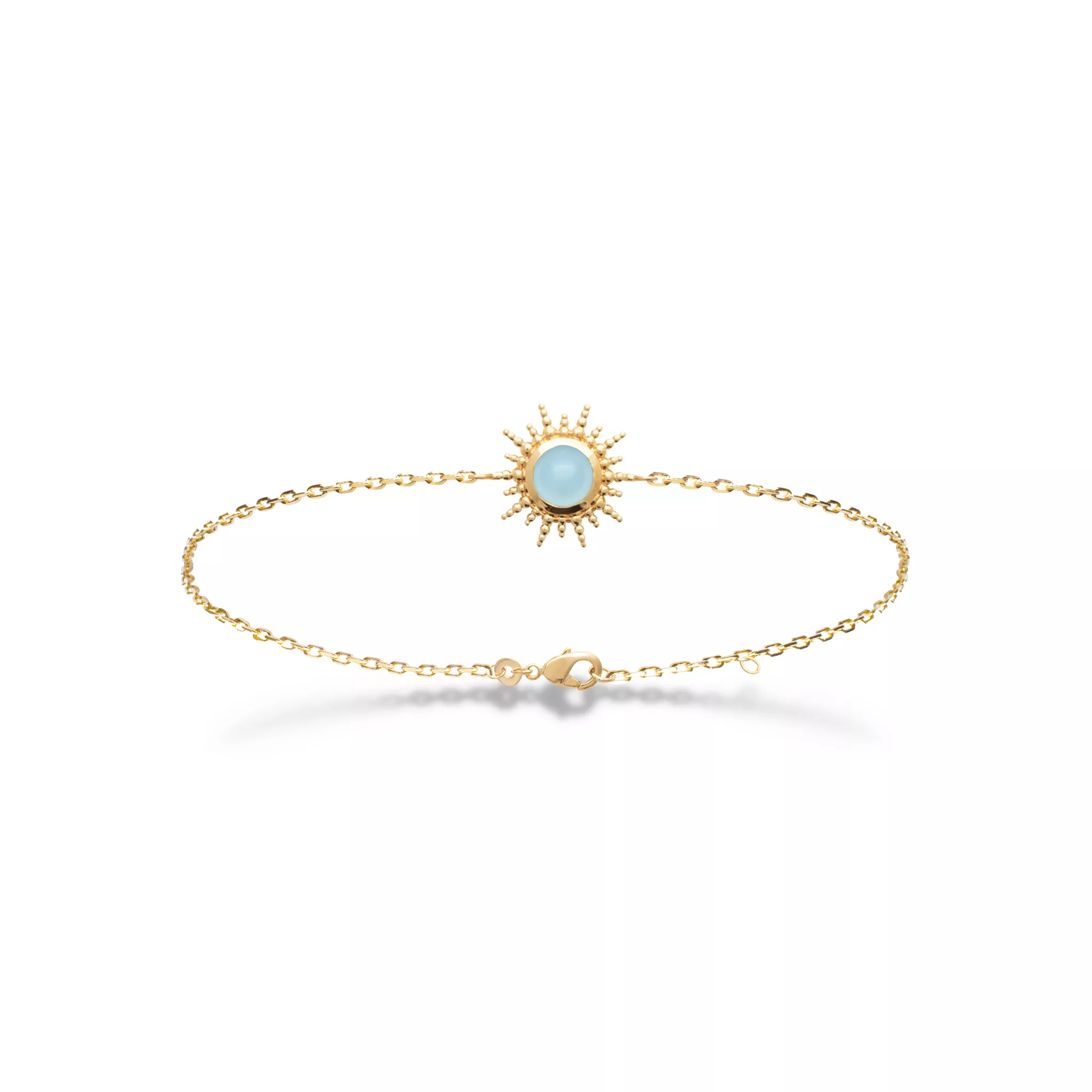 Bracelet Plaqué Or Naza Agate Bleu Figuratif Couleurs - Bracelet en Plaqué or - Bijoux en Vogue