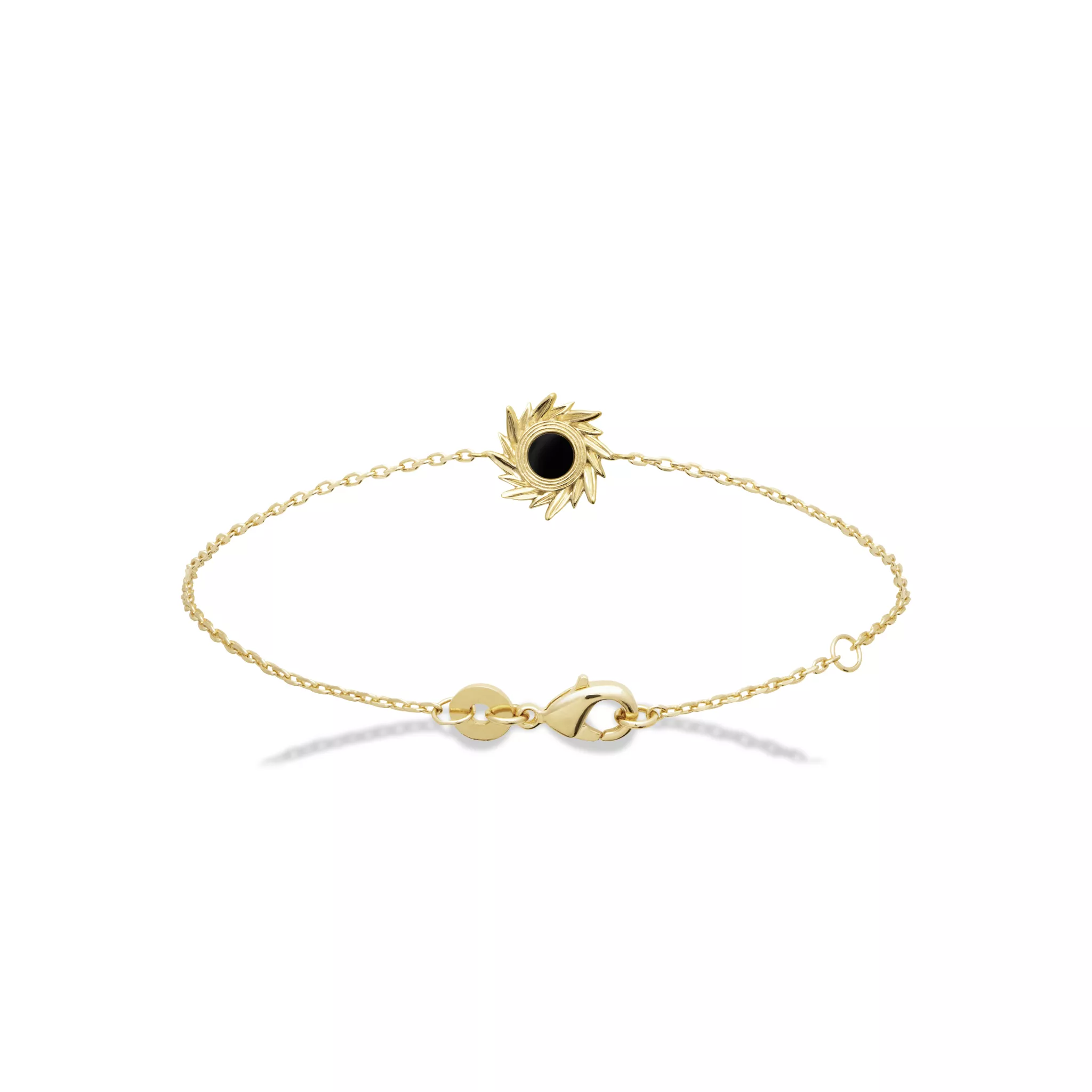 Bracelet Plaqué Or Anchisa Agate Noir Figuratif Couleurs - Bracelet en Plaqué or - Bijoux en Vogue