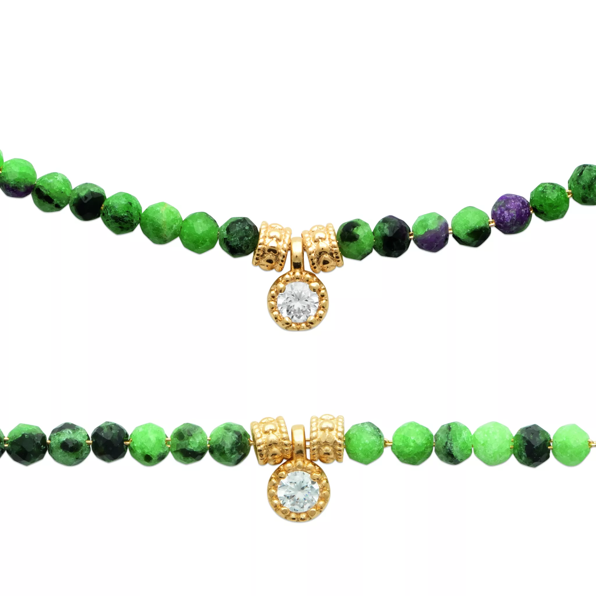 Bracelet Plaqué Or Agetha Rubis Zoïsite Stacking Couleurs - Bracelet en Plaqué or - Bijoux en Vogue