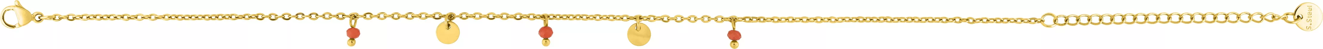 Chaîne cheville Acier Doré Cristal Corail - Chaîne cheville en Acier - Bijoux en Vogue