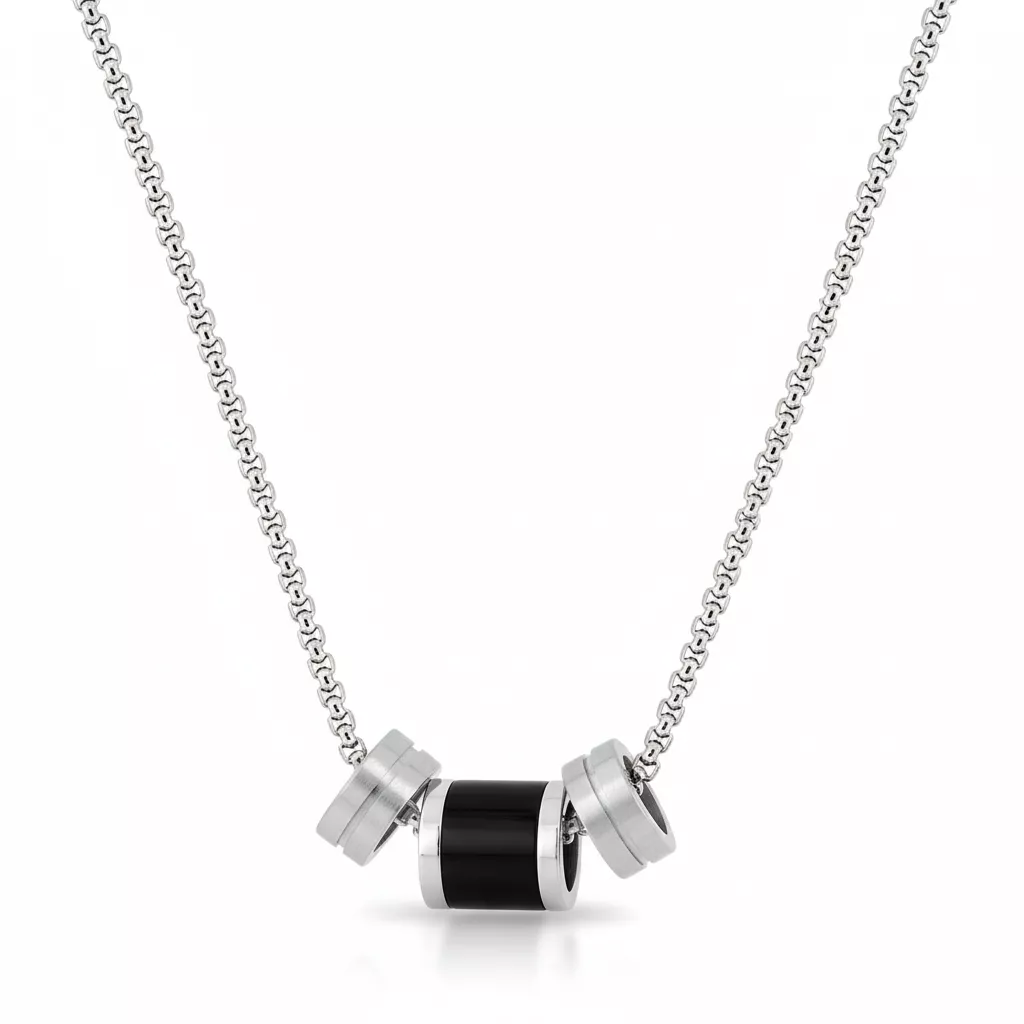 Collier Homme Acier Jarman Agate Noir - Collier en Acier - Bijoux en Vogue