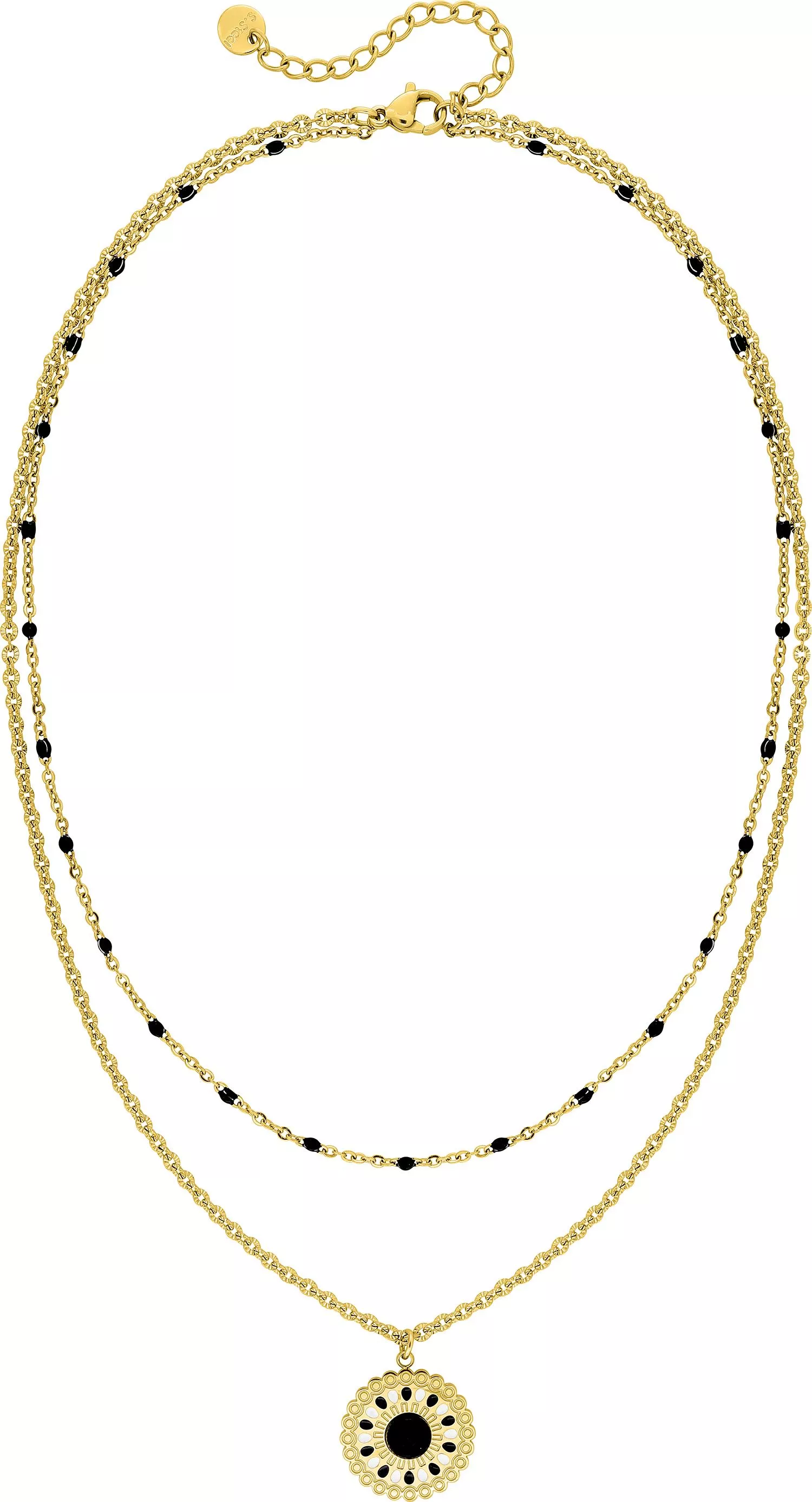 Collier Acier Doré Jorgelina Agate Noir - Collier en Acier - Bijoux en Vogue