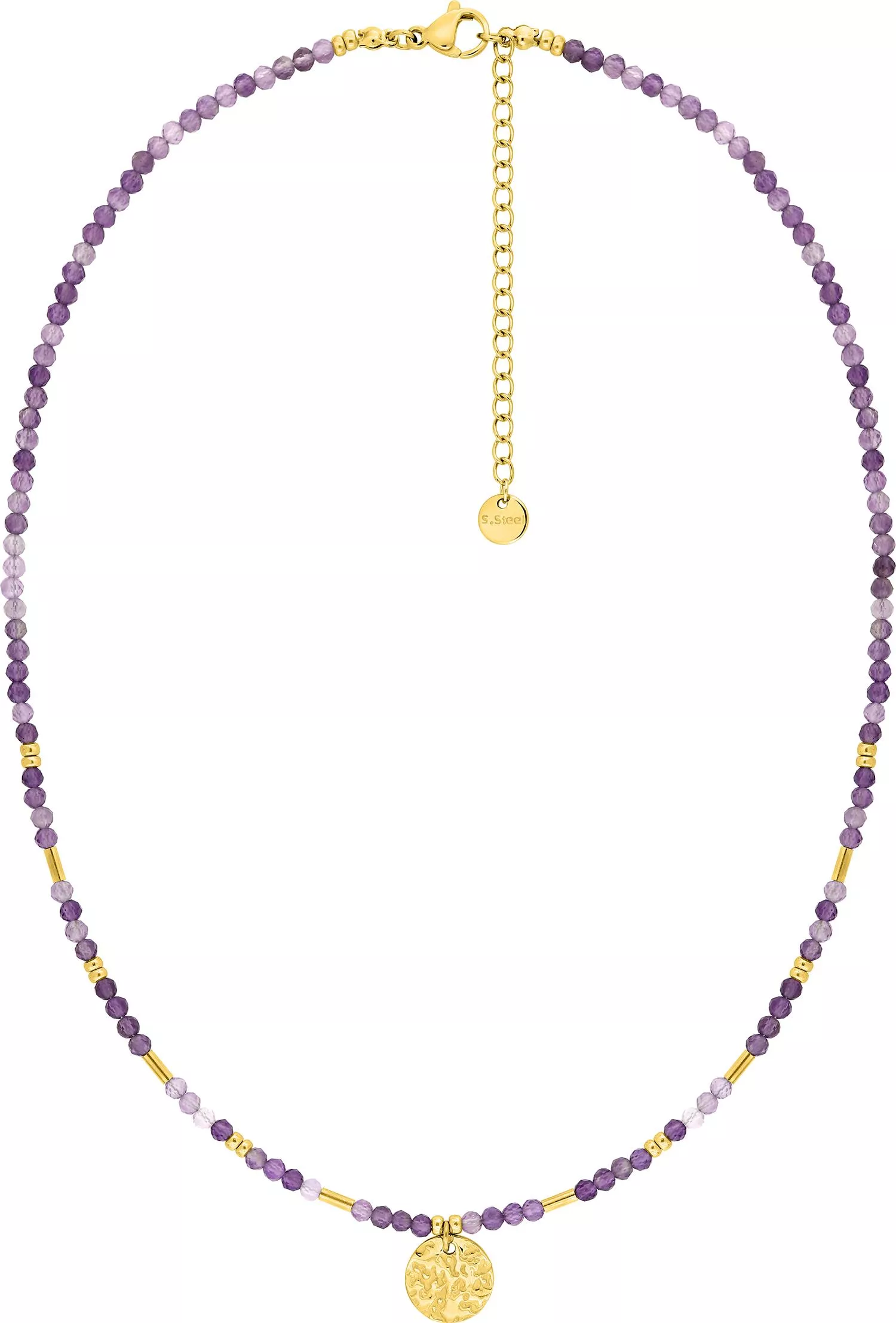 Collier Acier Doré Lollita Améthyste - Collier en Acier - Bijoux en Vogue