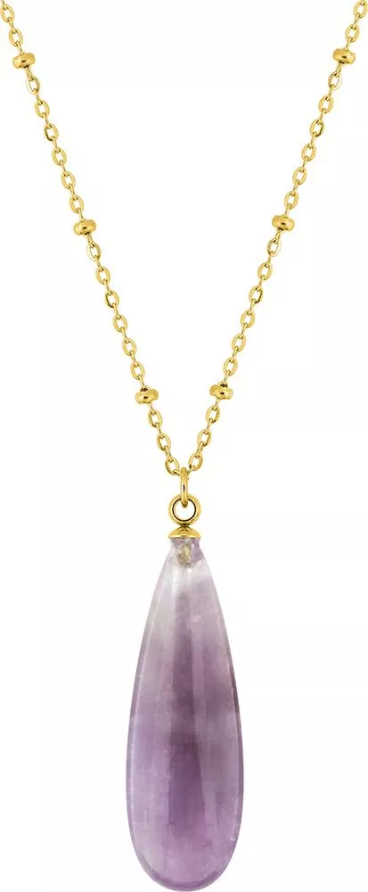 Collier Acier Doré Oralba Améthyste - Collier en Acier - Bijoux en Vogue