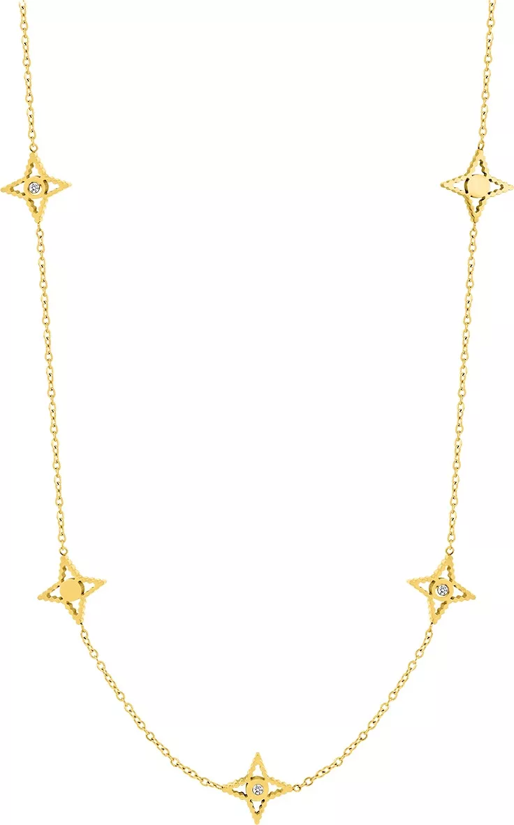 Collier Acier Doré Chamsiddine Cristal Blanc - Collier en Acier - Bijoux en Vogue