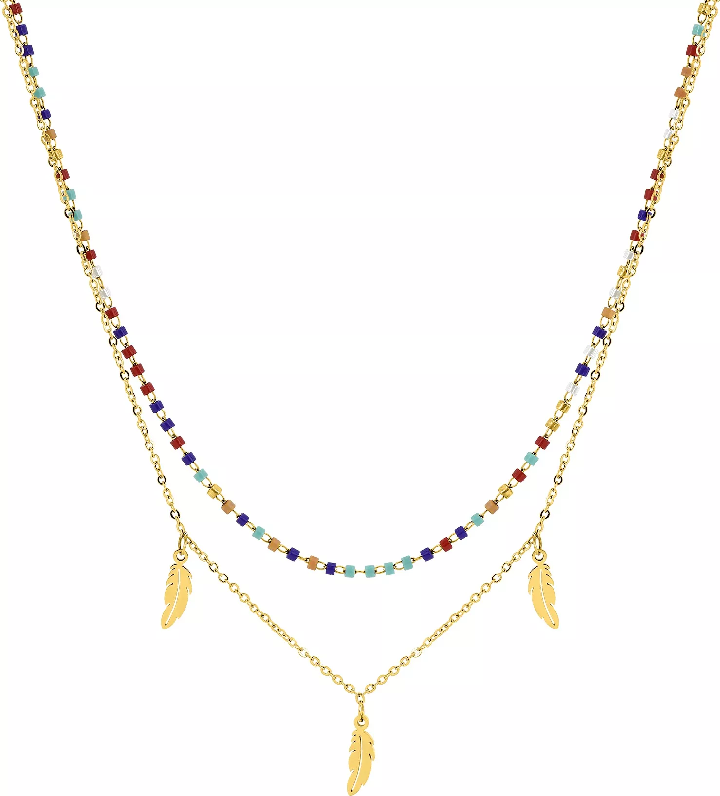 Collier Acier Doré Nlenda Plume - Collier en Acier - Bijoux en Vogue