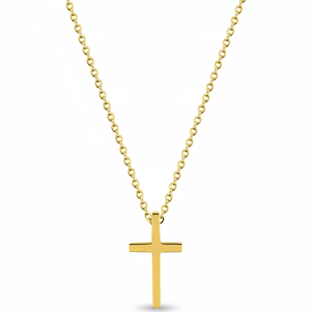 Collier Acier Doré Croix Chrétienne - Collier en Acier - Bijoux en Vogue
