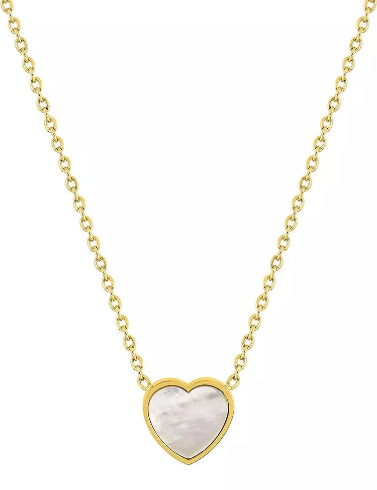 Collier Acier Doré Liria Nacre Blanc Coeur - Collier en Acier - Bijoux en Vogue
