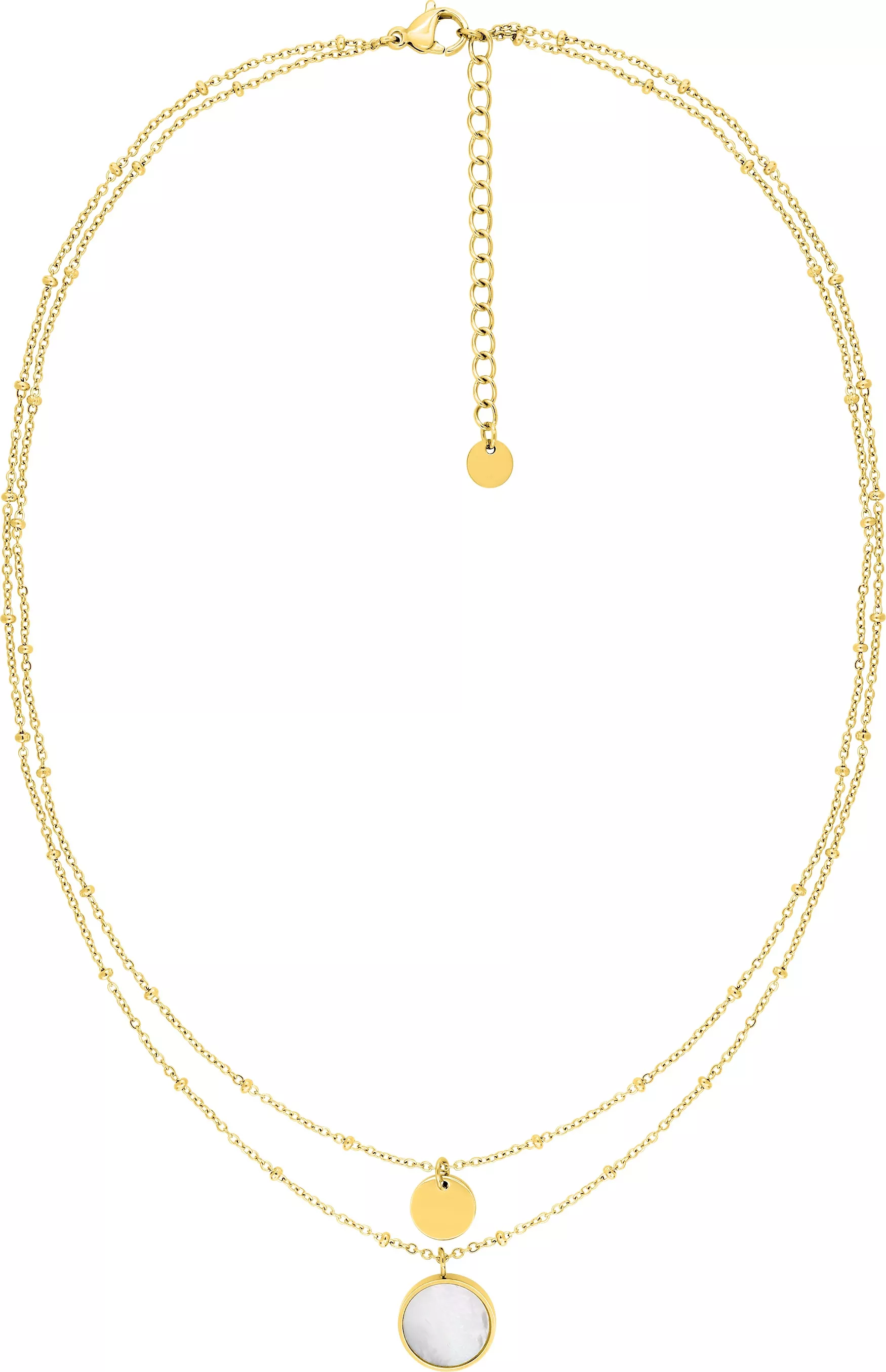 Collier Acier Doré Drahomina Nacre Blanc - Collier en Acier - Bijoux en Vogue