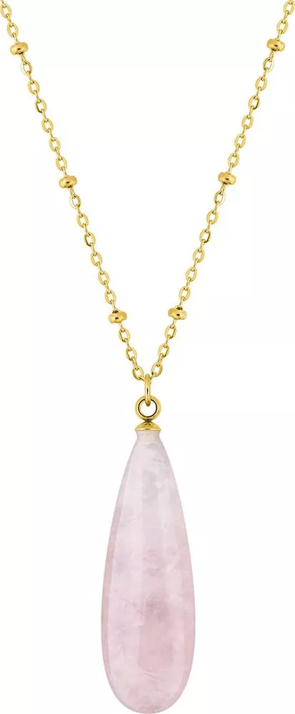 Collier Acier Doré Souriayane Quartz Rose - Collier en Acier - Bijoux en Vogue