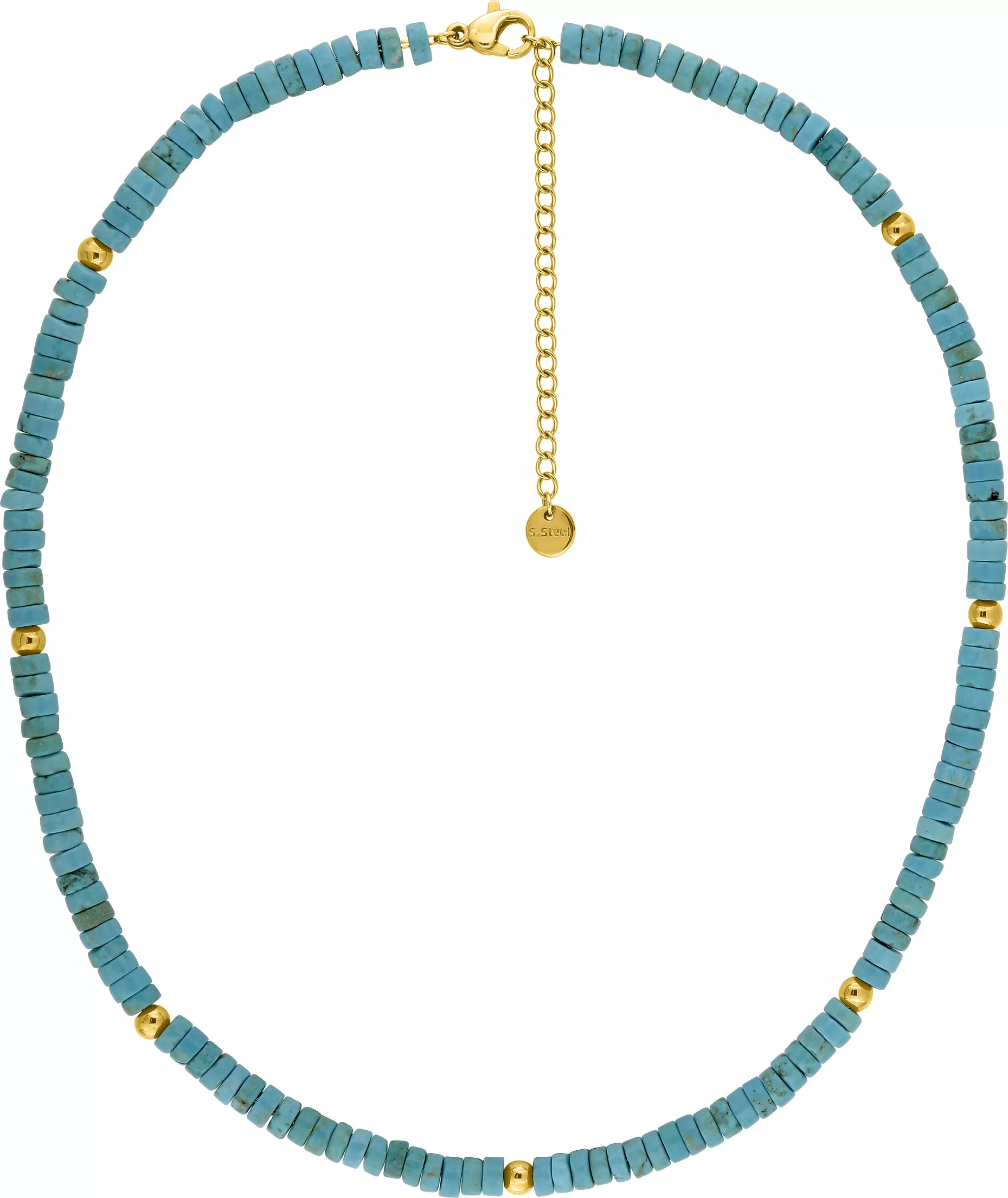 Collier Acier Doré Hamana Turquoise - Collier en Acier - Bijoux en Vogue