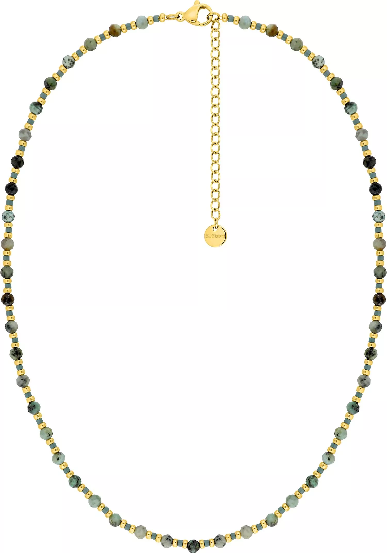 Collier Acier Doré Heziha Turquoise - Collier en Acier - Bijoux en Vogue