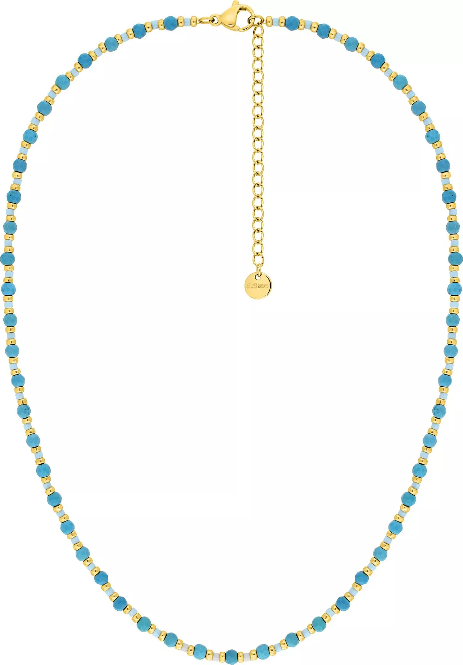 Collier Acier Doré Gabie Turquoise - Collier en Acier - Bijoux en Vogue