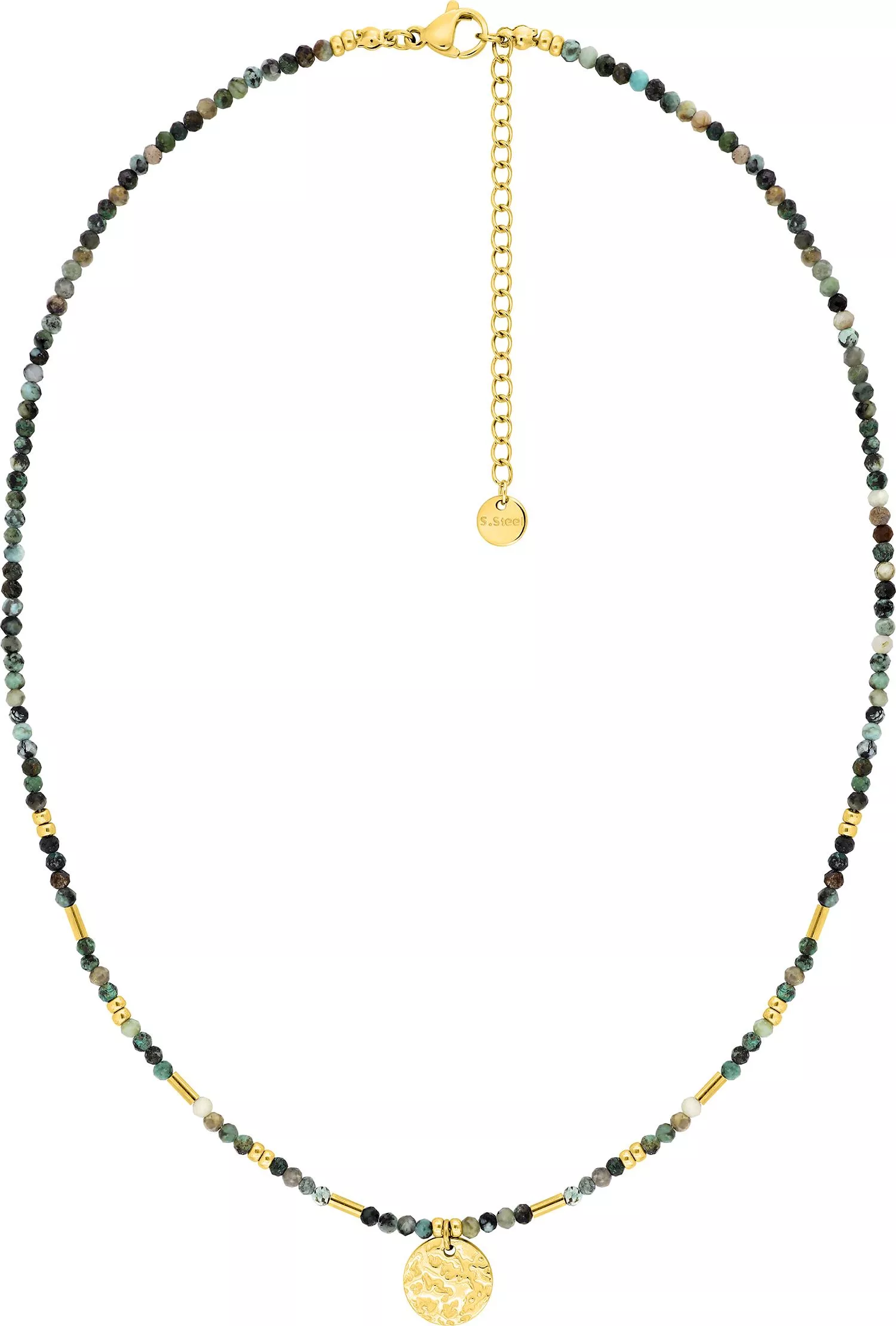 Collier Acier Doré Rookaya Turquoise - Collier en Acier - Bijoux en Vogue