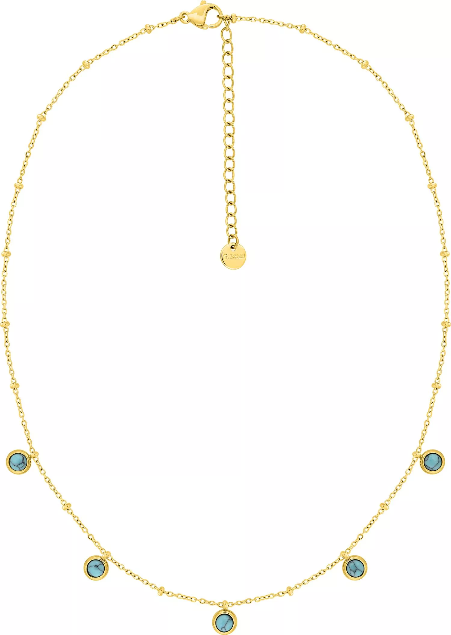 Collier Acier Doré Ariance Turquoise - Collier en Acier - Bijoux en Vogue