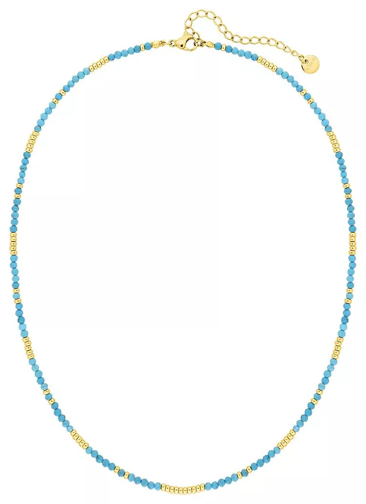 Collier Acier Doré Delie Turquoise - Collier en Acier - Bijoux en Vogue