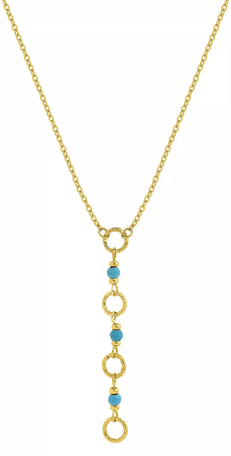 Collier Acier Doré Magrita Turquoise - Collier en Acier - Bijoux en Vogue