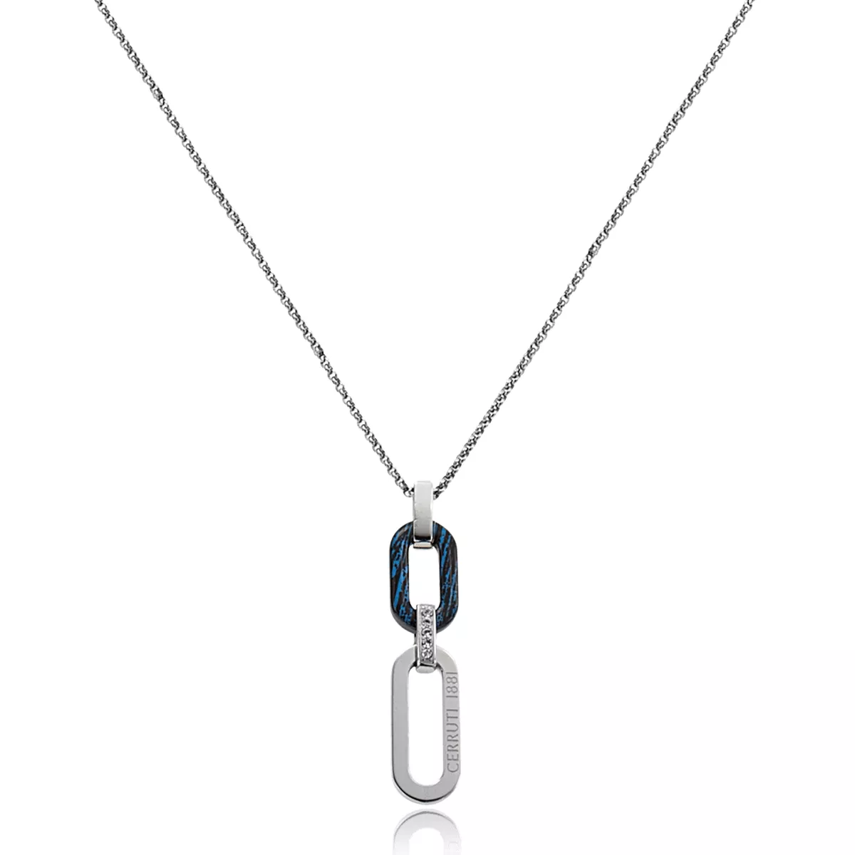 Collier acier et émail bleu Mauritia Zelmira Strass - Collier en Acier - Bijoux en Vogue