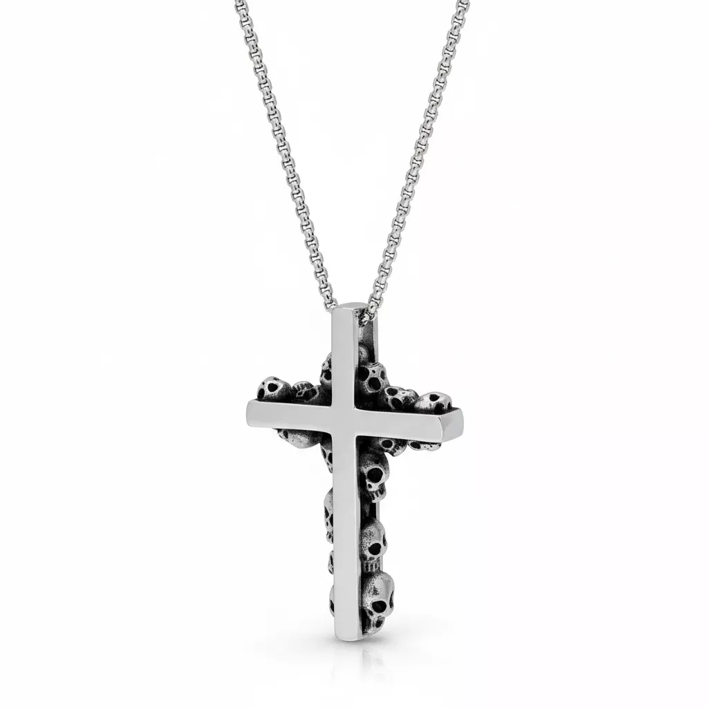 Collier Homme Acier Tête de Mort - Collier en Acier - Bijoux en Vogue