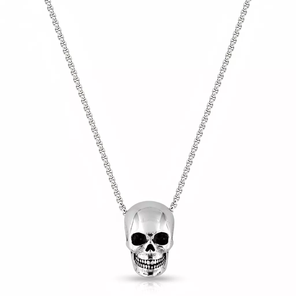 Collier Homme Acier Tête de Mort - Collier en Acier - Bijoux en Vogue