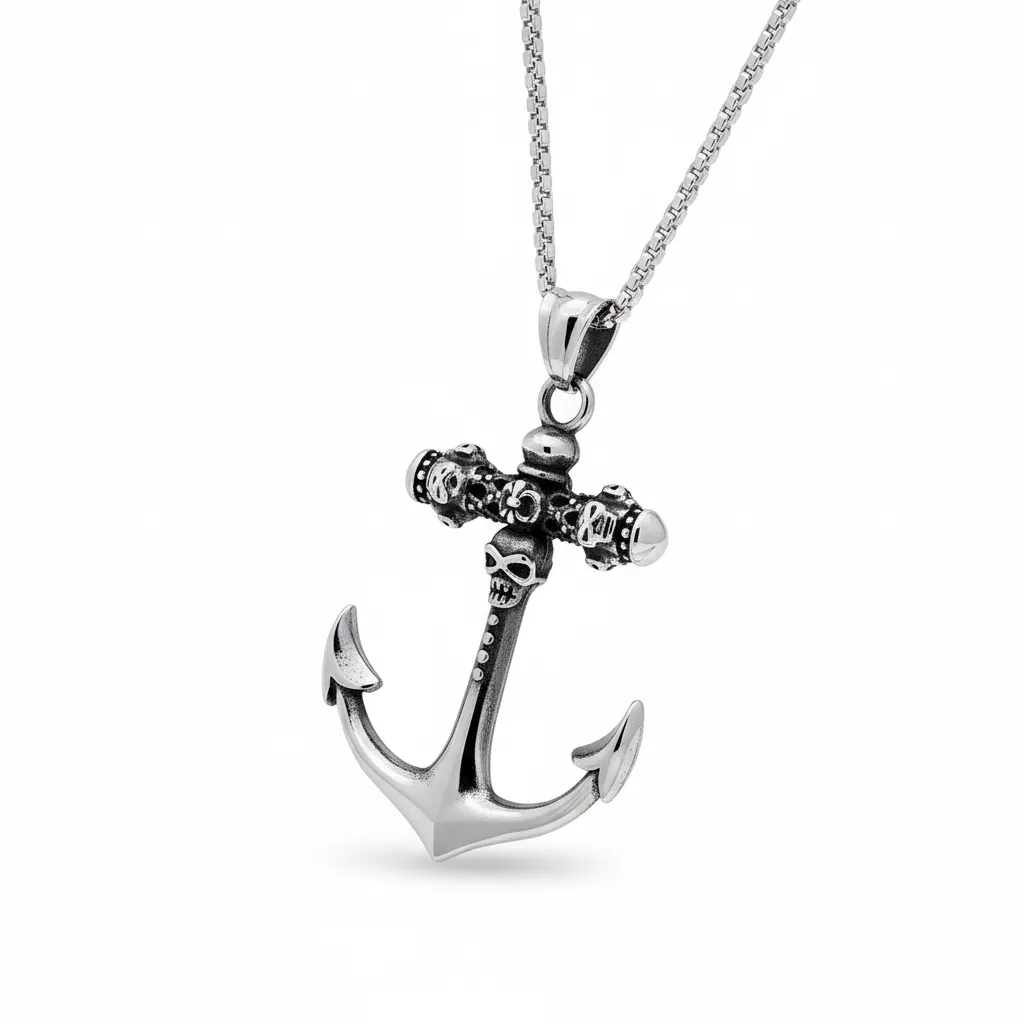 Collier Homme Acier Stalo Ancre Marine - Collier en Acier - Bijoux en Vogue
