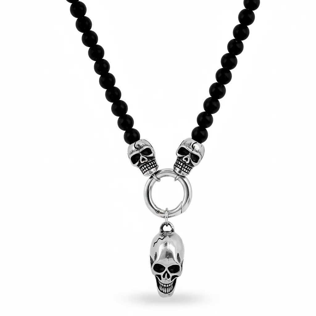 Collier Homme Acier Tête de Mort - Collier en Acier - Bijoux en Vogue