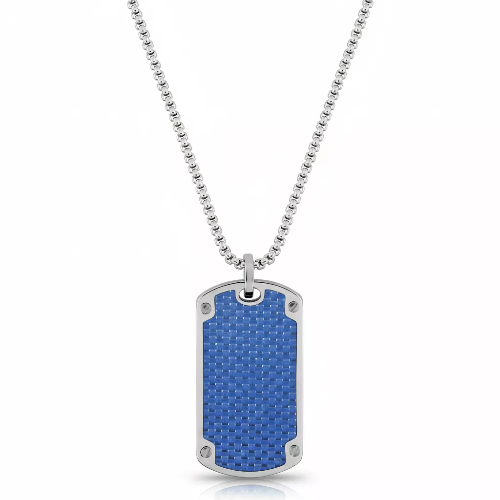Collier Homme Acier Antonello bleu - Collier en Acier - Bijoux en Vogue