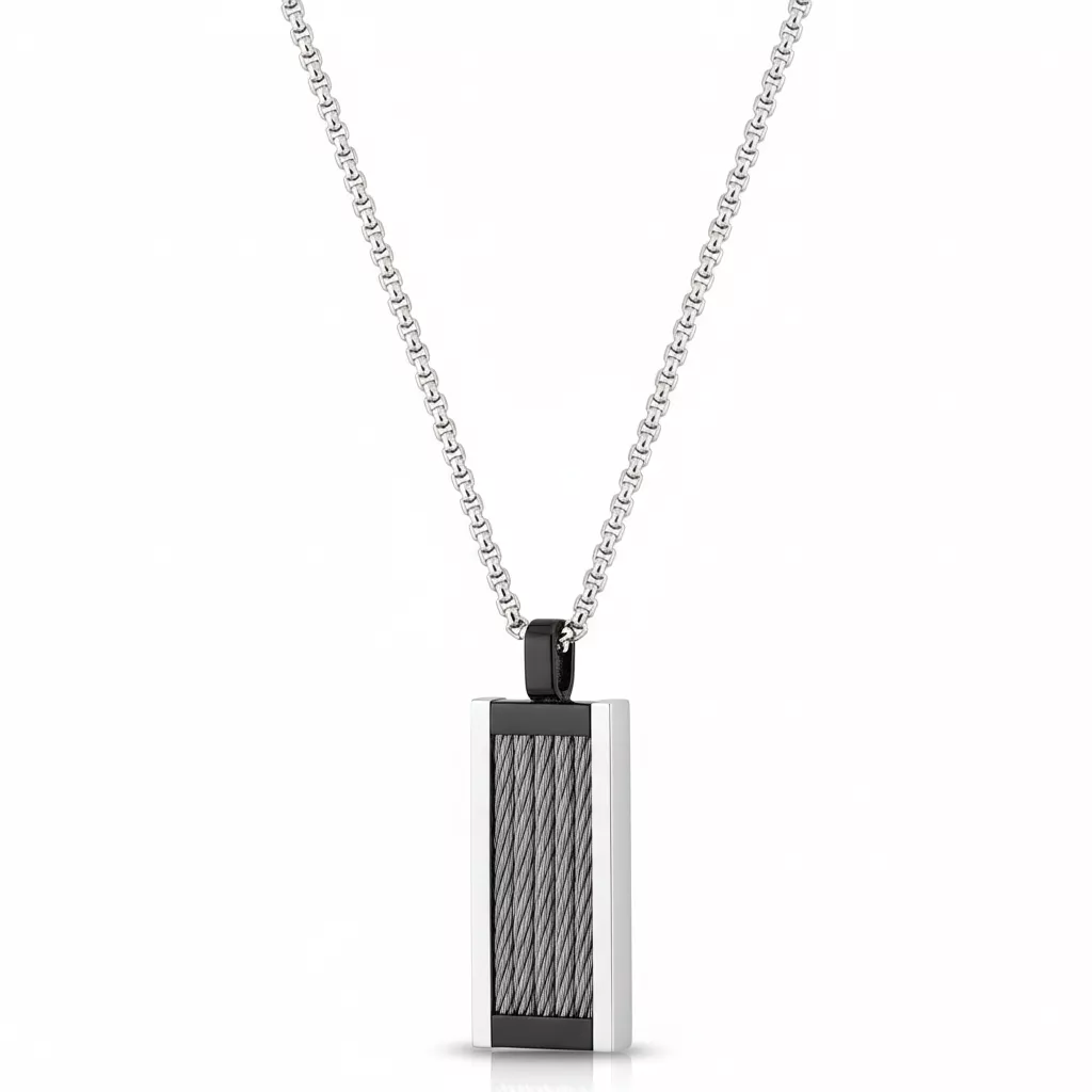 Collier Homme Acier Luckman IP noir - Collier en Acier - Bijoux en Vogue