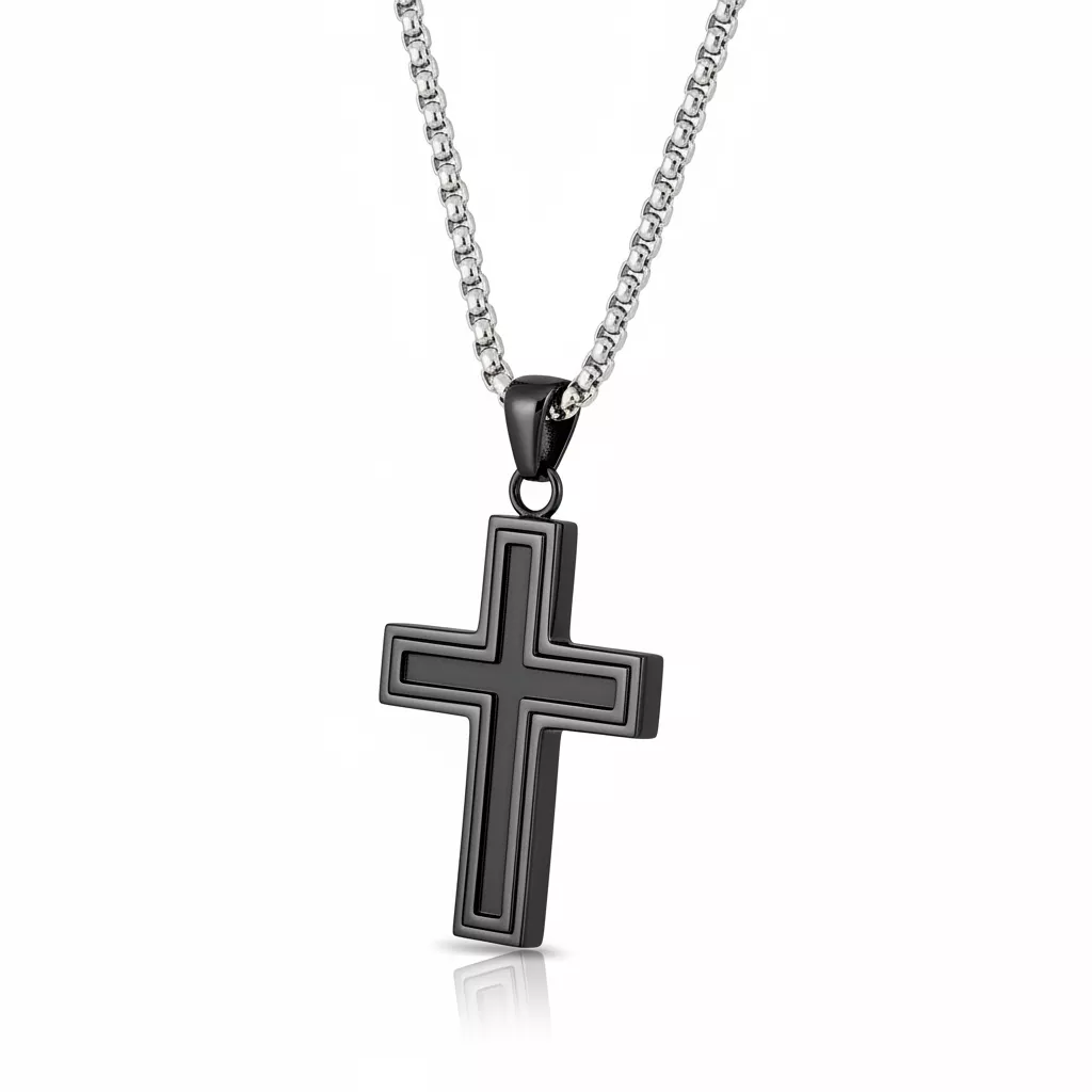 Collier Homme Acier Croix Chrétienne - Collier en Acier - Bijoux en Vogue