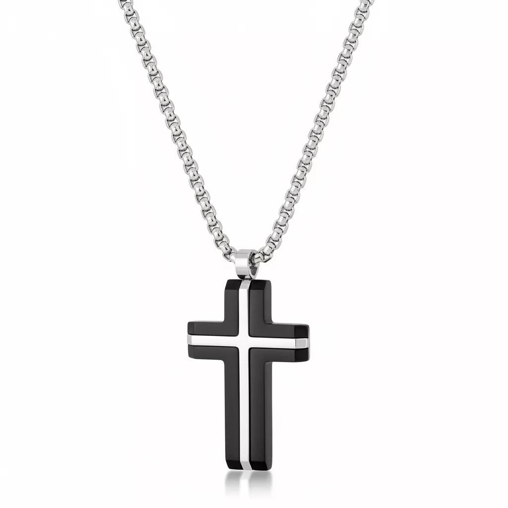 Collier Homme Acier Croix Chrétienne - Collier en Acier - Bijoux en Vogue