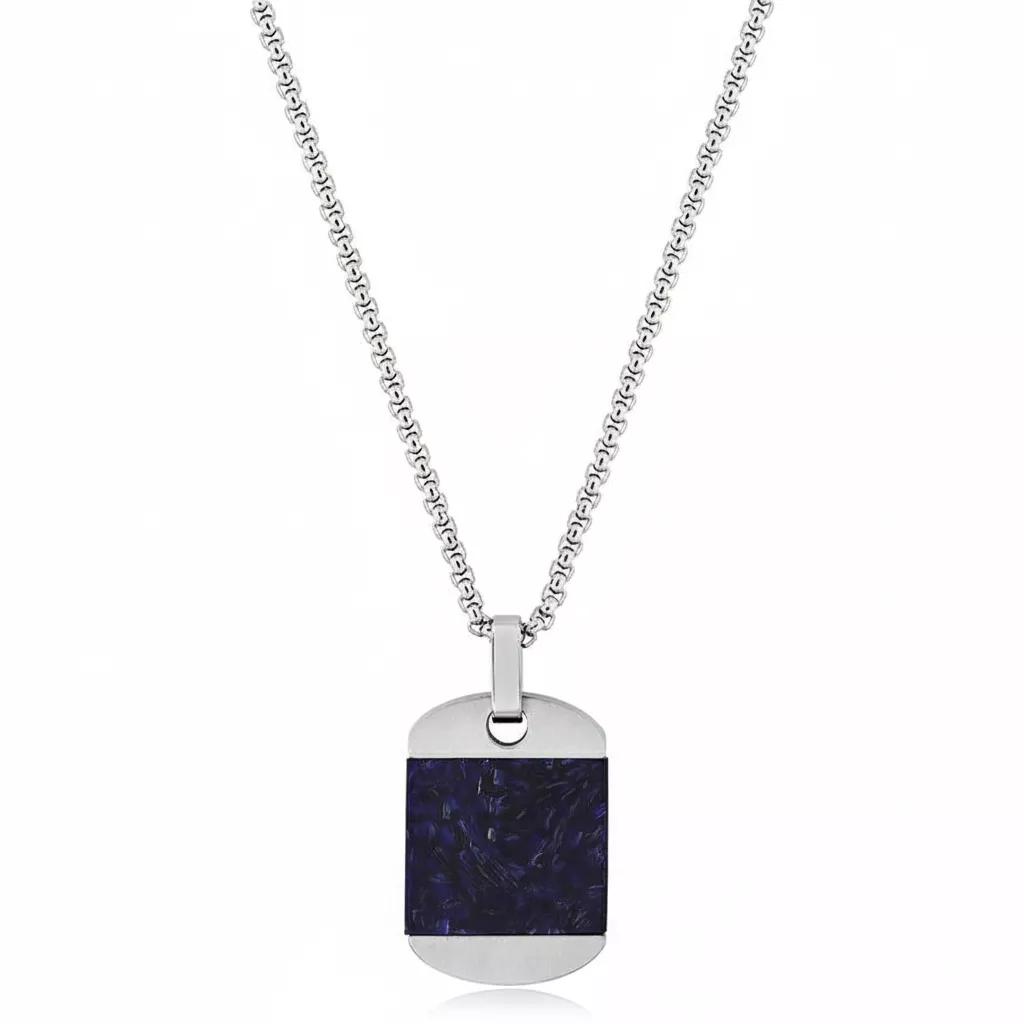 Collier Homme Acier Nelson Lapis Lazuli - Collier en Acier - Bijoux en Vogue