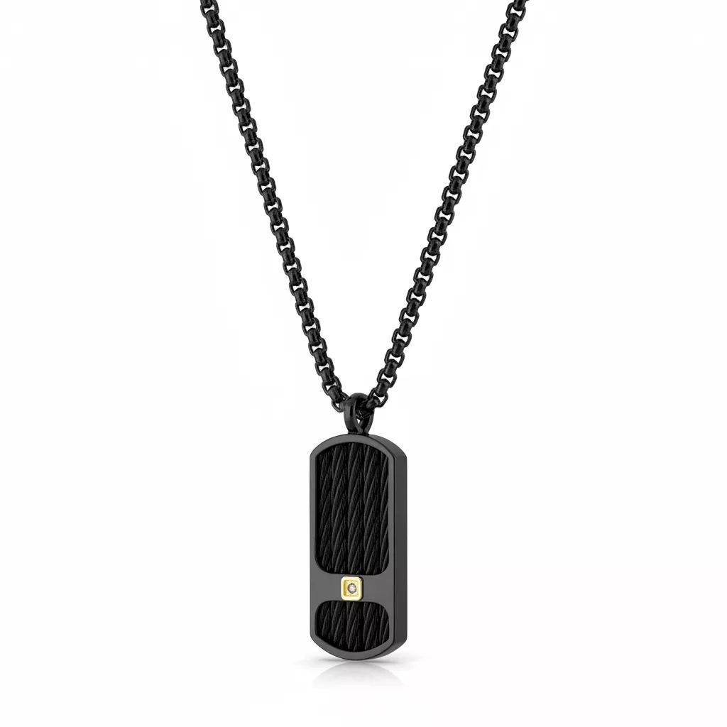 Collier Homme Acier Noir Atsuichi et Jaune IP Diamant - Collier en Acier - Bijoux en Vogue