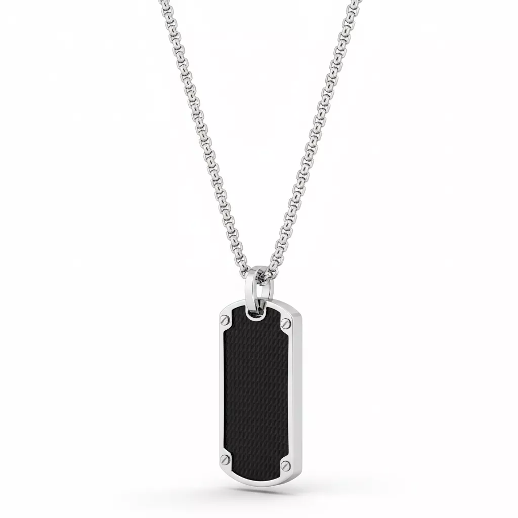 Collier Homme Acier Noir Ashaduzzaman IP - Collier en Acier - Bijoux en Vogue