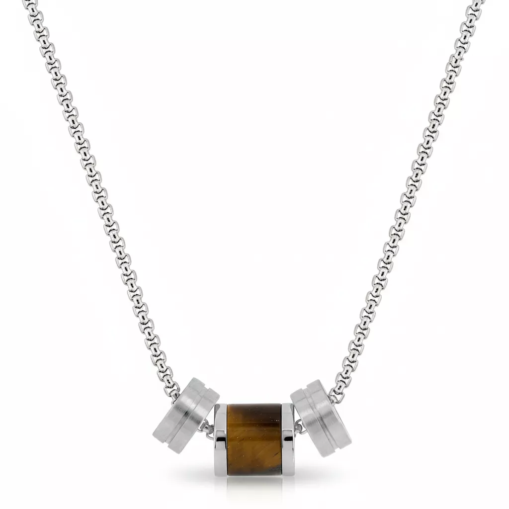 Collier Homme Acier Virgilto Oeil de tigre - Collier en Acier - Bijoux en Vogue