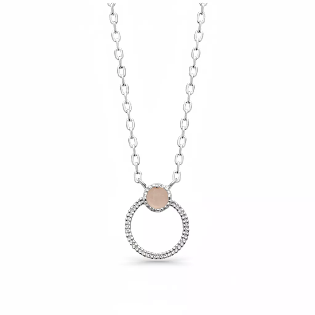 Collier Argent Katuccia Quartz Rose Texturé Stacking Couleurs Minimaliste - Collier en Argent 925